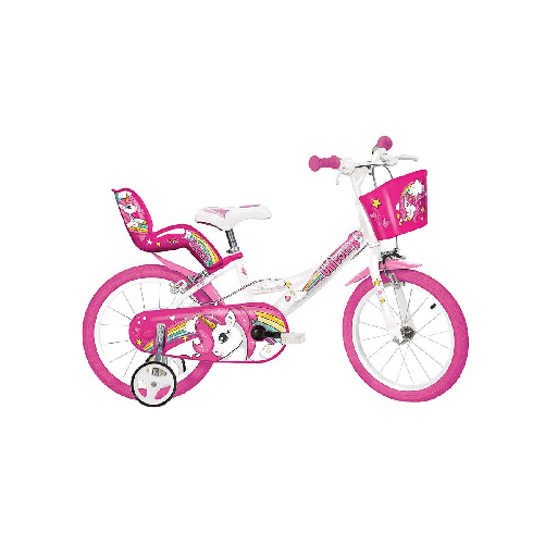 Dino Bikes Bicicletta Bambina 16 Pollici 4 5 6 7 Anni Unicorno con Rotelle Freno Bici Bimba Dino Bikes Bici bimba 16" unicorno
