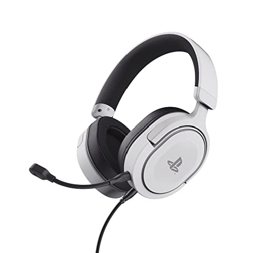 Trust Gaming GXT 498W Forta Cuffie Ecosostenibile PS5 e PS4 con Licenza Ufficiale PlayStation 5 Over-Ear Cavo da 1 Trust GXT 498 Forta Auricolare Cabl