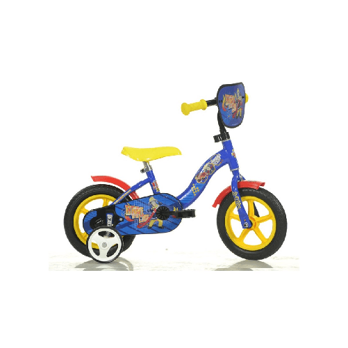 Dino Bikes Bicicletta 10 Pollici Sam il Pompiere 2 3 4 anni Pedali Bici con Rotelle Bimbo Dino Bikes 108L SIP bicicletta Metallo Blu, Rosso, Giallo