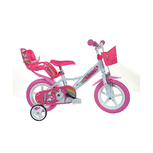 Dino Bikes Bicicletta Bambina 12 Pollici 3 4 5 Anni Unicorno con Rotelle Freno Bici Bimba Dino Bikes Bici bimba 12" 1 freno unicorno