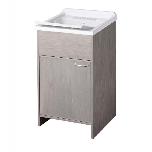Mobile Lavatoio per Esterni in PVC Pilozzo con Sifone di Scarico Grigio