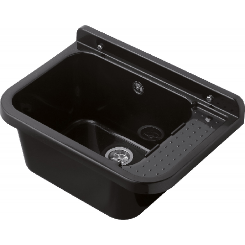 Lavabo per Esterno Nero 50x34 cm Lavello a Muro Pilozzo per Lavanderia