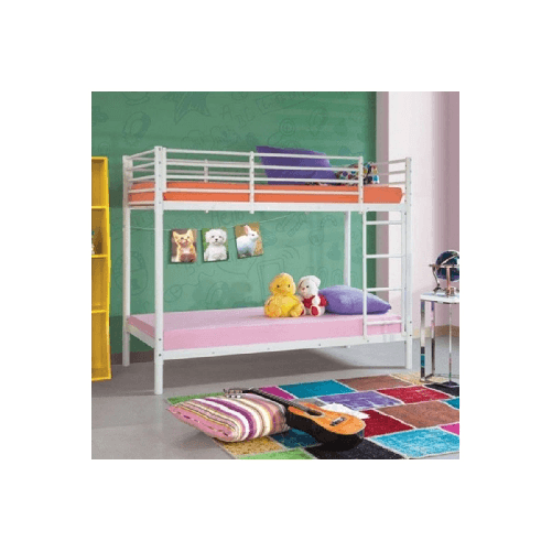 Struttura 2 Letti Singoli a Castello 90x190 Bianco con Doghe Cameretta Bambini