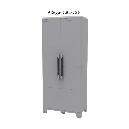Armadio da Esterno 2 Ante in Pvc Resina Tuttopiani con Ripiano Mobile Modulare