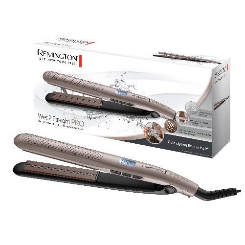 Remington Piastra Stretta Ceramica Wet and Dry 230c Lcd Remington S7970 Piastra per capelli Caldo Oro rosa 3 m