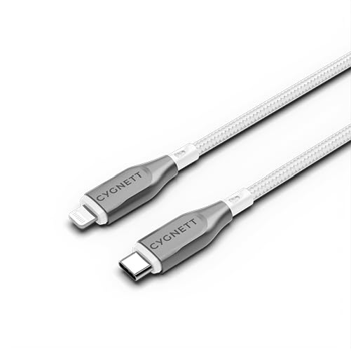 Cavo di Ricarica Rapida Cygnett Lightning a USB-C 30W (2m, Bianco)