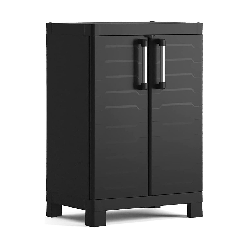 Armadio Basso Garage Keter 2 Ripiani Compatto Nero Balcone Resistente da Esterno