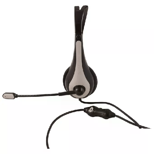 Atlantis CUFFIA CON MICROFONO ATLANTIS P003-VA5100-G con finitura in ABS ed inserto grigio canna di fucile Atlantis Land Aura Auricolare Cablato Uffic