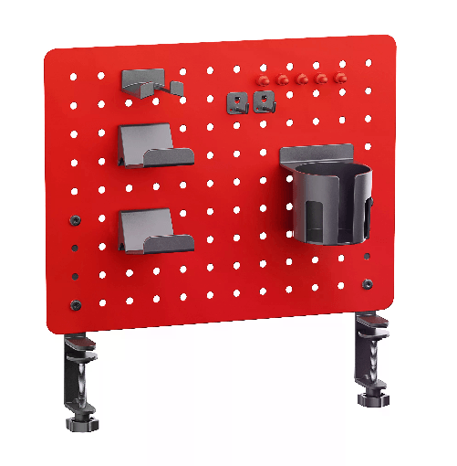 Pannello Modulare Bucato In Metallo Per Tavolo O Per Muro Rosso 420X99X477Mm
