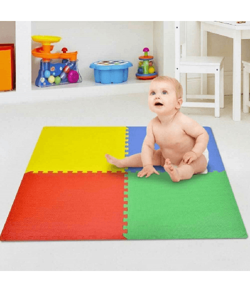 Trade Shop Traesio-tappetino Tappeto Puzzle Maxi Colorati Gioco Bambino Set 4pz 60x60cm Gomma Eva -