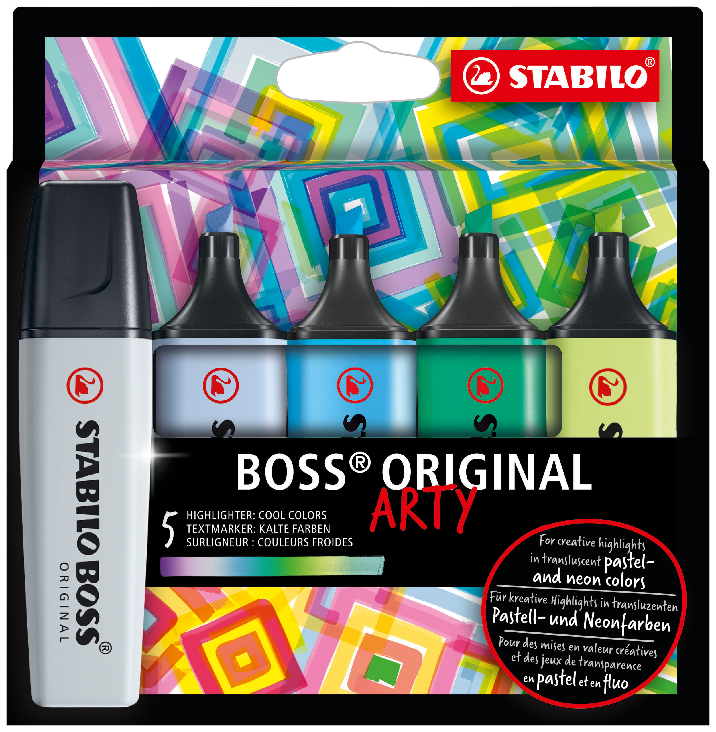 Stabilo Evidenziatori Boss Original Arty set da 5 colori caldi evidenziatore STABILO BOSS ORIGINAL evidenziatore 5 pz Punta smussata Multicolore