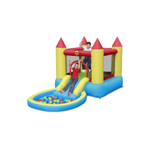 Happy Gioco Gonfiabile per Bambini Castello Parco Acquatici Scivolo Saltarello Pompa HappyHop Gonfiabile castello con piscina