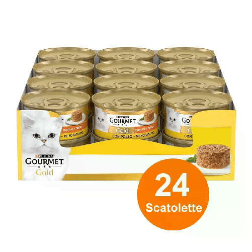 Gourmet Gold Tortini con Pollo 85 gr 24 scatolette gatto gatti cibo umido