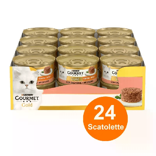 Gourmet Gold Tortini con Salmone 85 gr 24 scatolette gatto gatti cibo umido