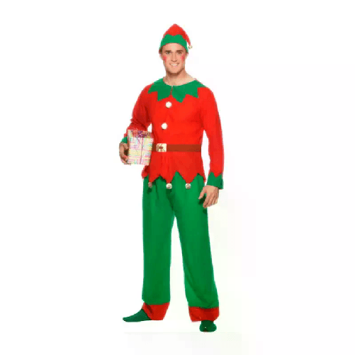 Costume da elfo tradizionale aiutante di Babbo Natale tg L 52-54 per uomo adulto