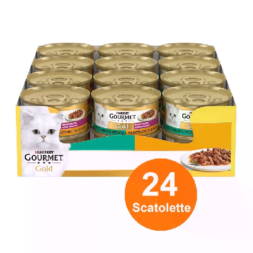 Gourmet Gold Tortini con Coniglio e Fegato 85 gr 24 scatolette gatto cibo umido