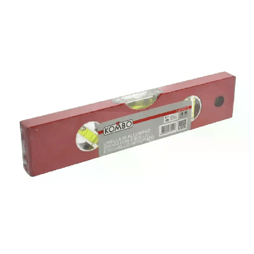 Livella a bolla professionale in alluminio a 3 bolle da 225mm righello integrato
