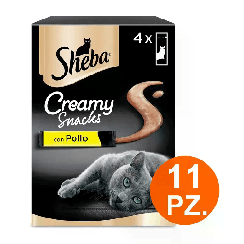 Sheba Creamy Snacks con Pollo Stick Cremosi per Gatti 11 pacchi da 4 snack 12g