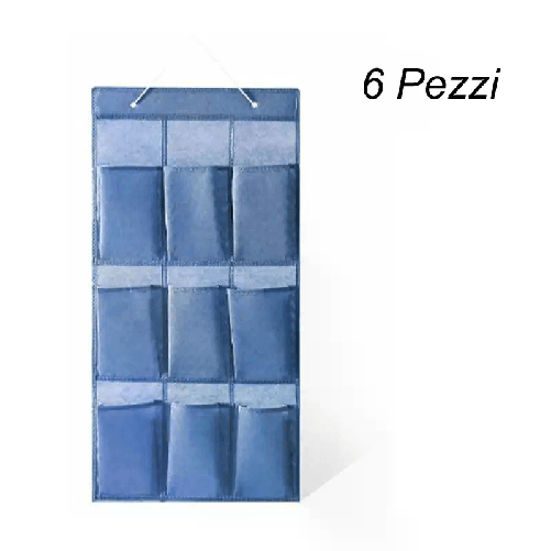 6x Organizzatore da appendere con 9 tasche organizer parete multiuso scarpiera