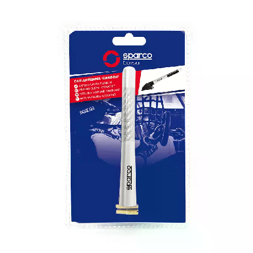 Antenna auto universale Sparco 12 cm grigia in fibra di carbonio alluminio ricambio per audio radio tuning