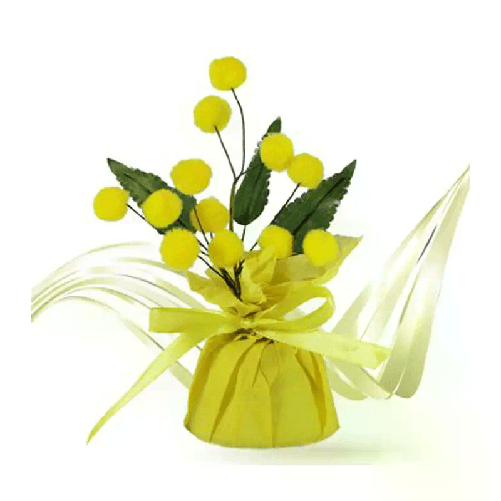 Festa della donna Mazzolino di mimosa 6pz piantina artificiale fiore lanoso 15CM
