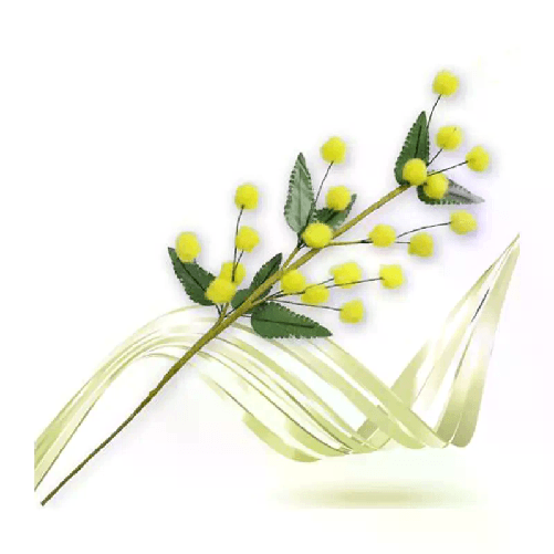 Festa della donna Mazzolino di mimosa 12pz rametto artificiale fiore lanoso 25CM
