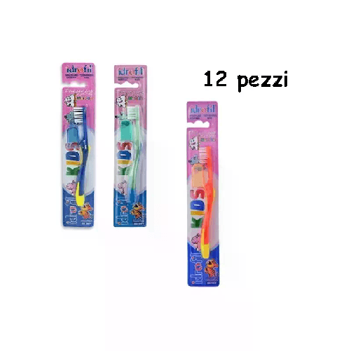 Set da 12 spazzolini da denti IDROFIL Kids per bambini colorato setole morbide