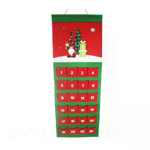 Calendario Avvento di Natale Feltro con 24 Tasche Decorazioni Natalizie 33x90cm