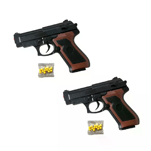Pistola Giocattolo spara Pallini 6mm 2 pezzi gioco bambini 8+ in plastica nero