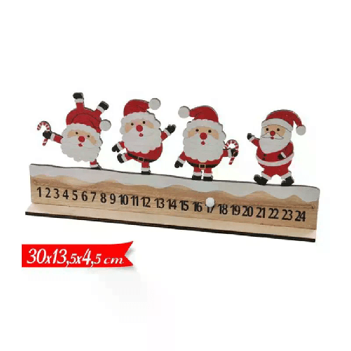 Calendario Avvento di Natale legno 24 numeri Decorativo 30x13,5 cm natalizio
