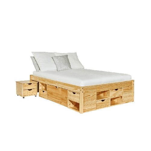 Letto Matrimoniale 180x200 con Cassetti Comodini Rete a Doghe 2 Piazze Camera