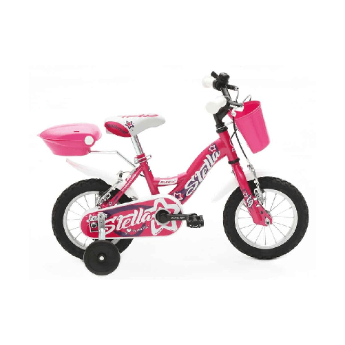 Bicicletta 12 Pollici da Bambina Rosa con Rotelle Pedali Cestino Bici per Bimbe