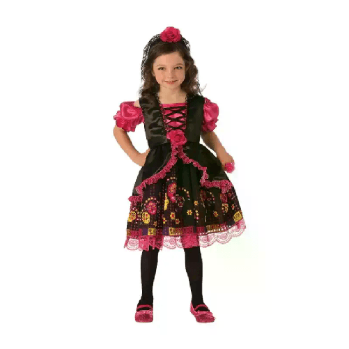 Costume halloween catrina dia de los muertos bambina 5-7 anni carnevale vestito
