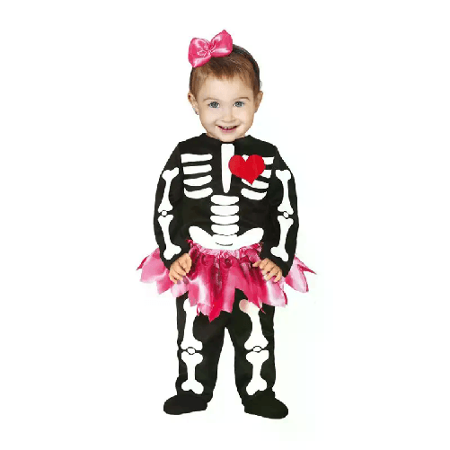 Costume vestito travestimento carnevale halloween bambino scheletro 12-18 mesi