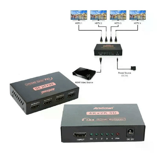 PDR*Splitter Sdoppiatore HDMI FulL HD 1080P 1080p 4K 2K 3D 4 Uscite amplificate