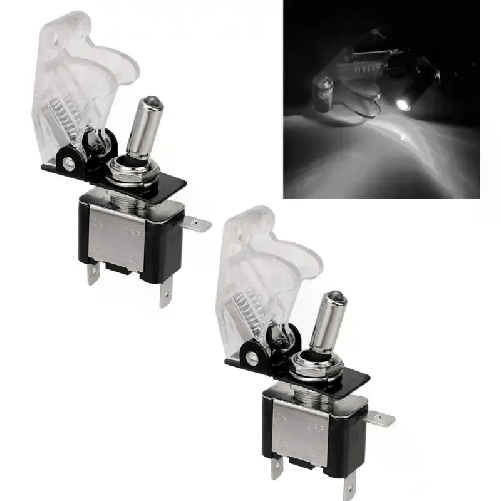 2X INTERRUTTORE AERONAUTICO TUNING AUTO MOTO KILL SWITCH LED SICURA 20A 12V