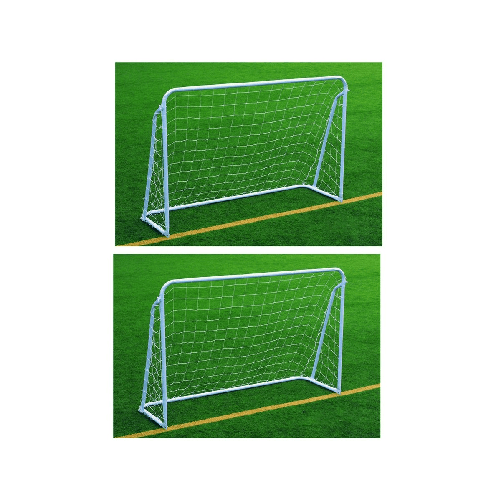2 Porte da Calcio 180x60x120 in Acciaio con Rete Soccer Goal Calcetto