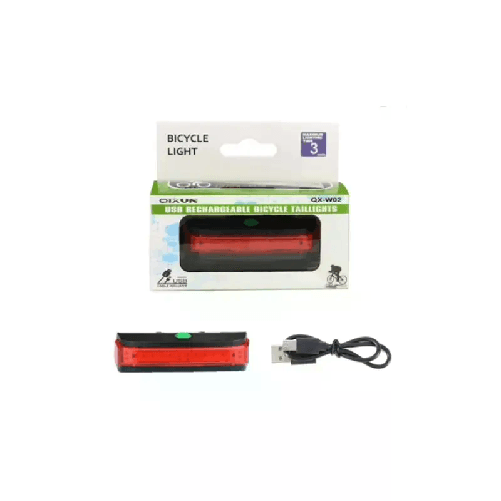 Luce posteriore per bicicletta ricaricabile LED QX-W02 cavo USB visibilità bici