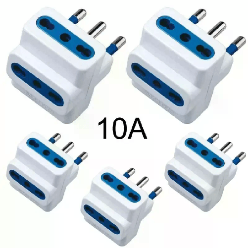 Adattatore multiplo tripla spina 10A prese bipasso universali doppia spina 5 pz