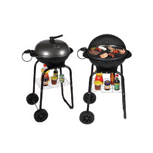 Barbecue Elettrico Rotondo Portatile da Esterno Tavolo Bistecchiera Campeggio
