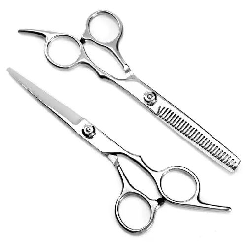 Kit 2 Forbici professionali parrucchiere per taglio sfoltitura dentata liscia forbice con dado regolazione