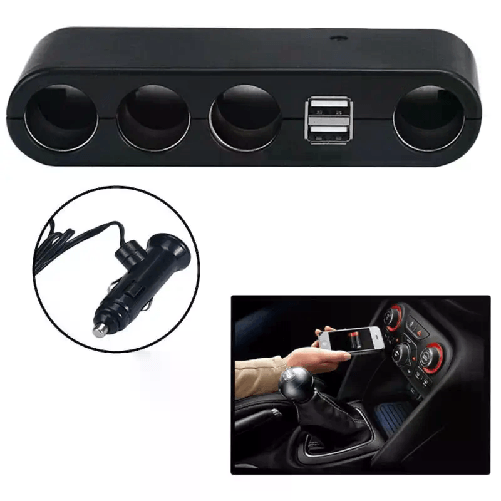 Caricatore adattatore auto sdoppia 4 prese accendisigari 2 porte USB 60W LD-9117
