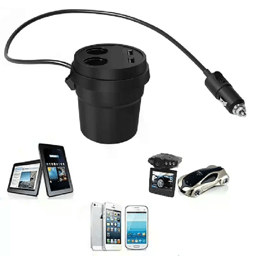 Caricatore tazza 2 porte USB presa accendisigari auto veicoli viaggio