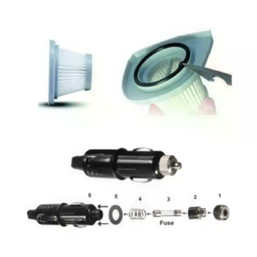 Aspirapolvere BLU compressore auto pulizia liquidi 120W led pressione gomme