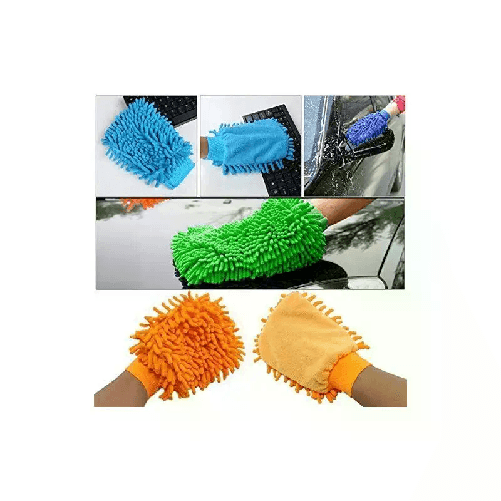 2x Guanti lavaggio auto carrozzeria microfibra frange panno macchina moto