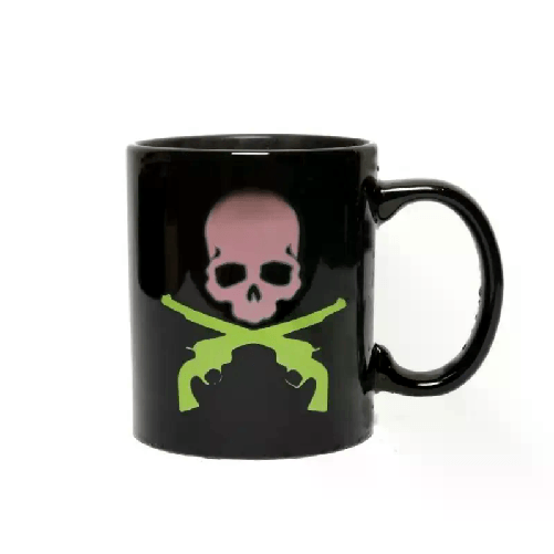 Tazza termica termosensibile magica calore teschio scheletro pistole incrociate