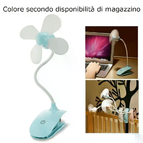 Ventilatore clip USB mini tavolo pc scrivania lettura lavoro studio ufficio