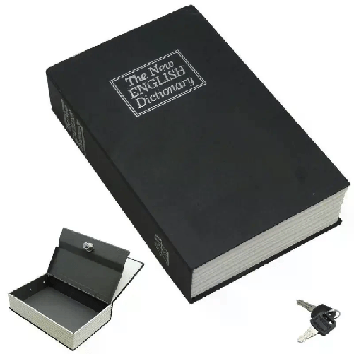 Libro nero cassaforte cassa sicurezza forma libreria chiavi alluminio plastica