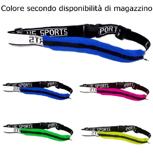 Marsupio cintura elastica tasca moschettone vita sport viaggio regolabile colore
