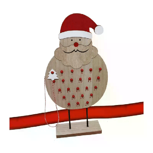 Calendario Avvento in Legno con 24 Cassetti Slitta 41x33cm decorazioni natalizie